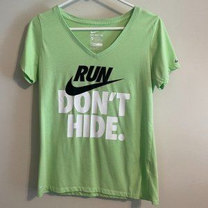 Nike Tee Short Sleeve - Athletic Cut - Womens M - Green - RUN. Don't Hide